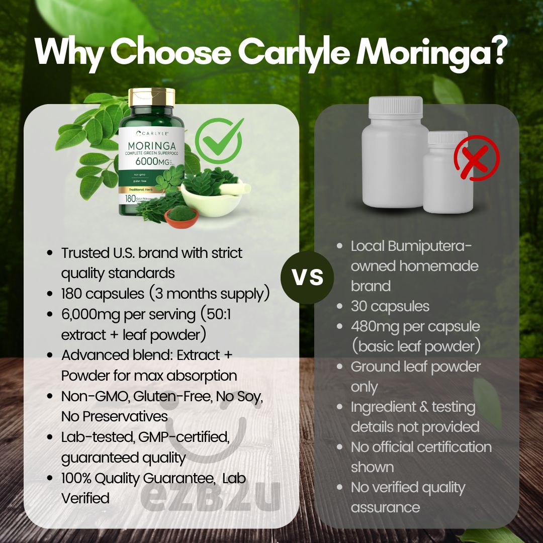 Carlyle Moringa Oleifera 180 Capsules 6000mg Moringa Extract & Leaf ...