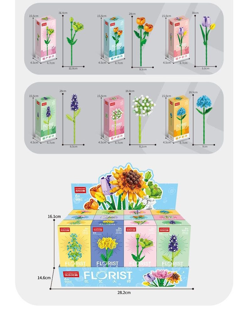 【EWW】Single Flower Building Block Bricks Decoration Flower Building ...