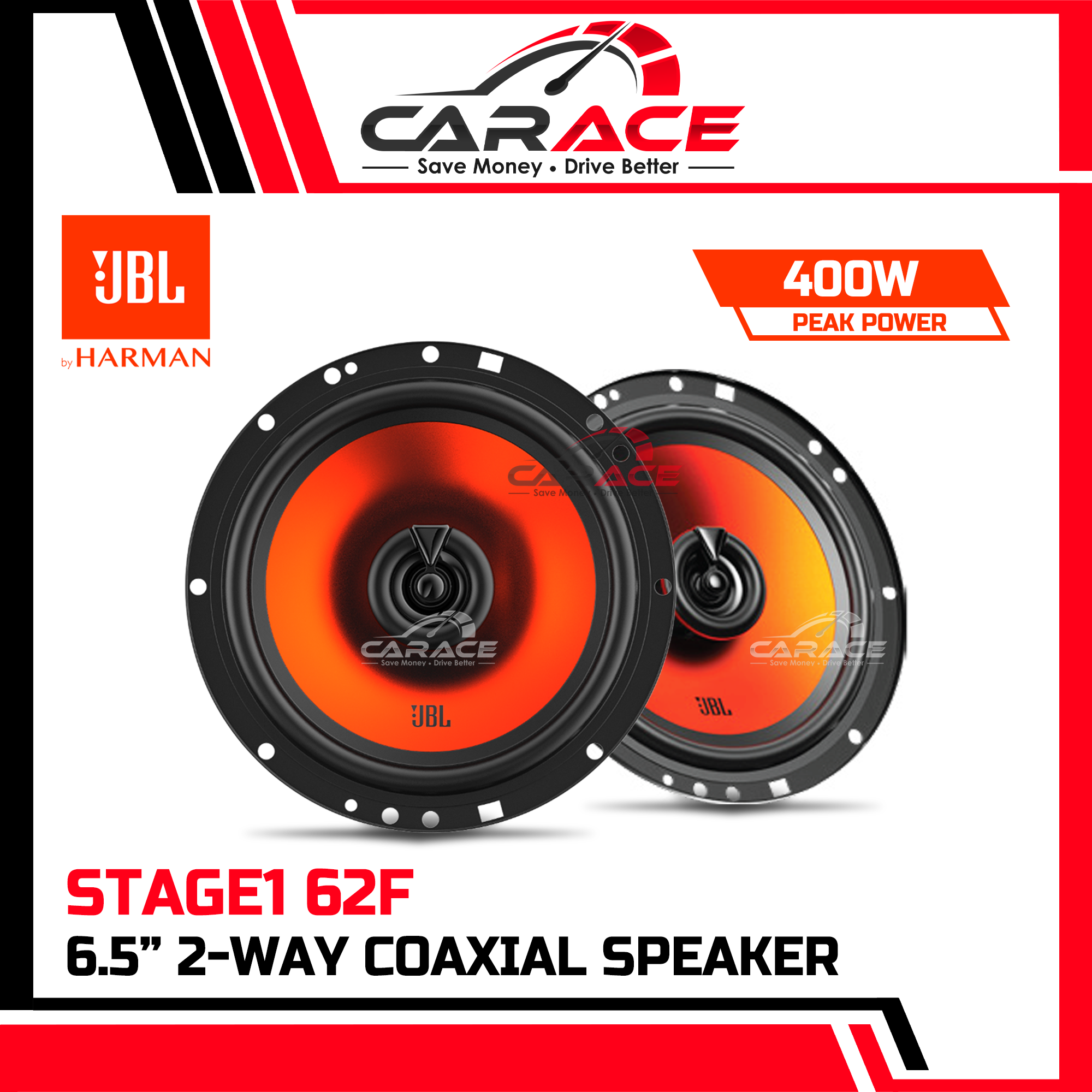 JBL STAGE1 62F 6.5" 2-Way Coaxial Car Speakers – 50W RMS, 4 Ohm (No Grills) - View #2