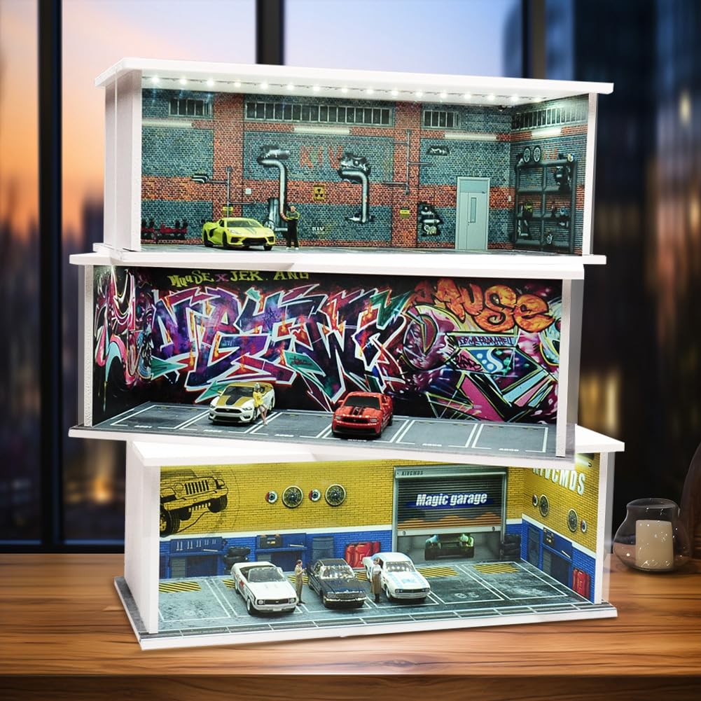 1:64 Collection Parking Garage Mini Car Model Display Case PVC parking ...