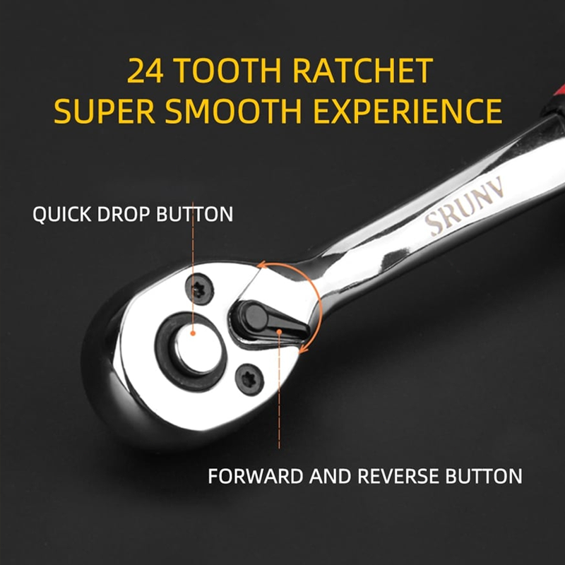 CR-V Ratchet Socket Wrench Iron Box Set Chromium-Vanadium Steel Kits ...