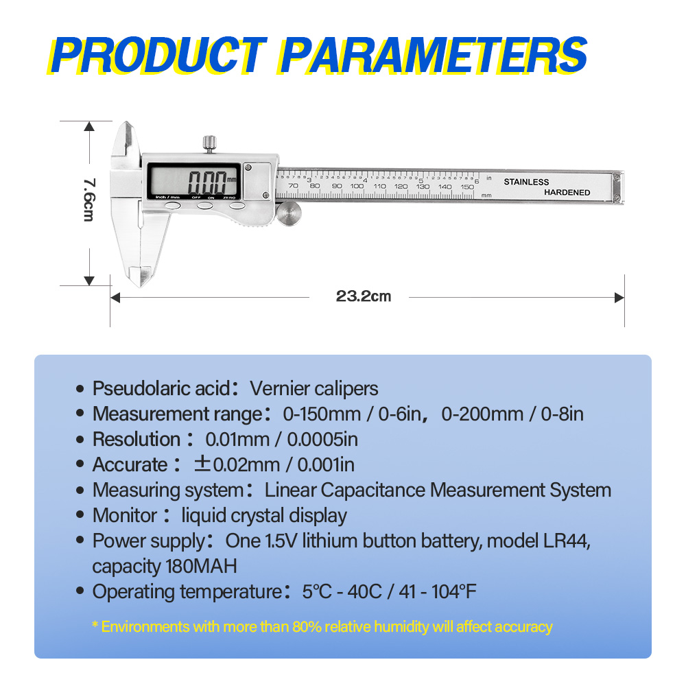 Digital Metal Caliper - Stainless Steel Electronic Micrometer with ...