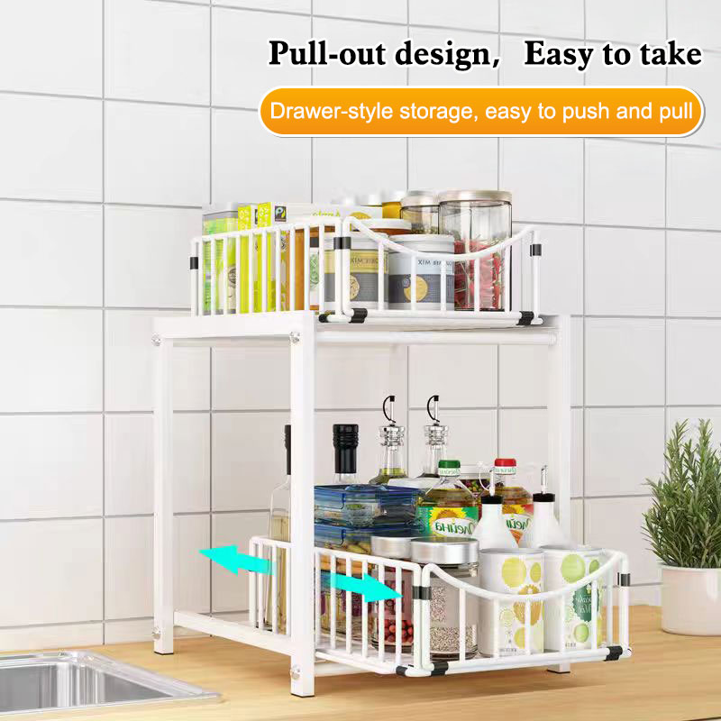 Storage Rack Under Sink Rack Kitchen Organizer Rak Sliding Cabinet Rack ...