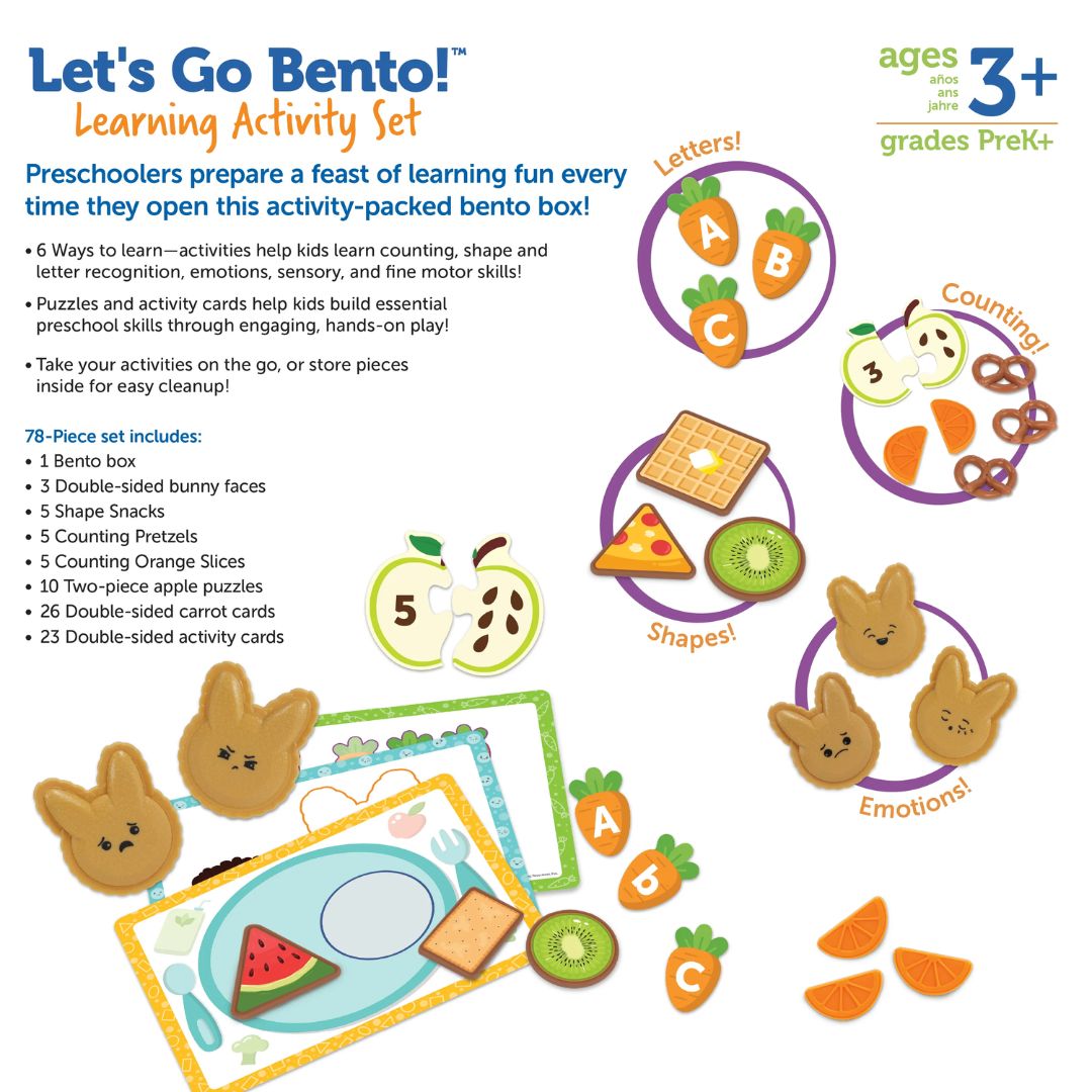 Learning Resources Let’s Go Bento! Learning Activity Set- Age 3+, Shape ...