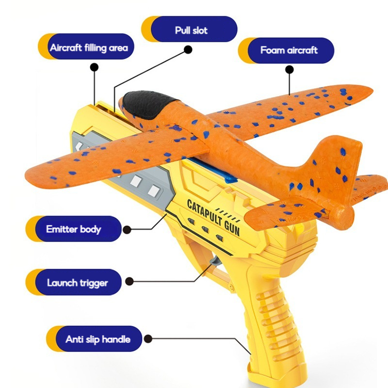 Airplane Launcher Foam Plane Toy Kids Gun Shooting Eject Flying ...