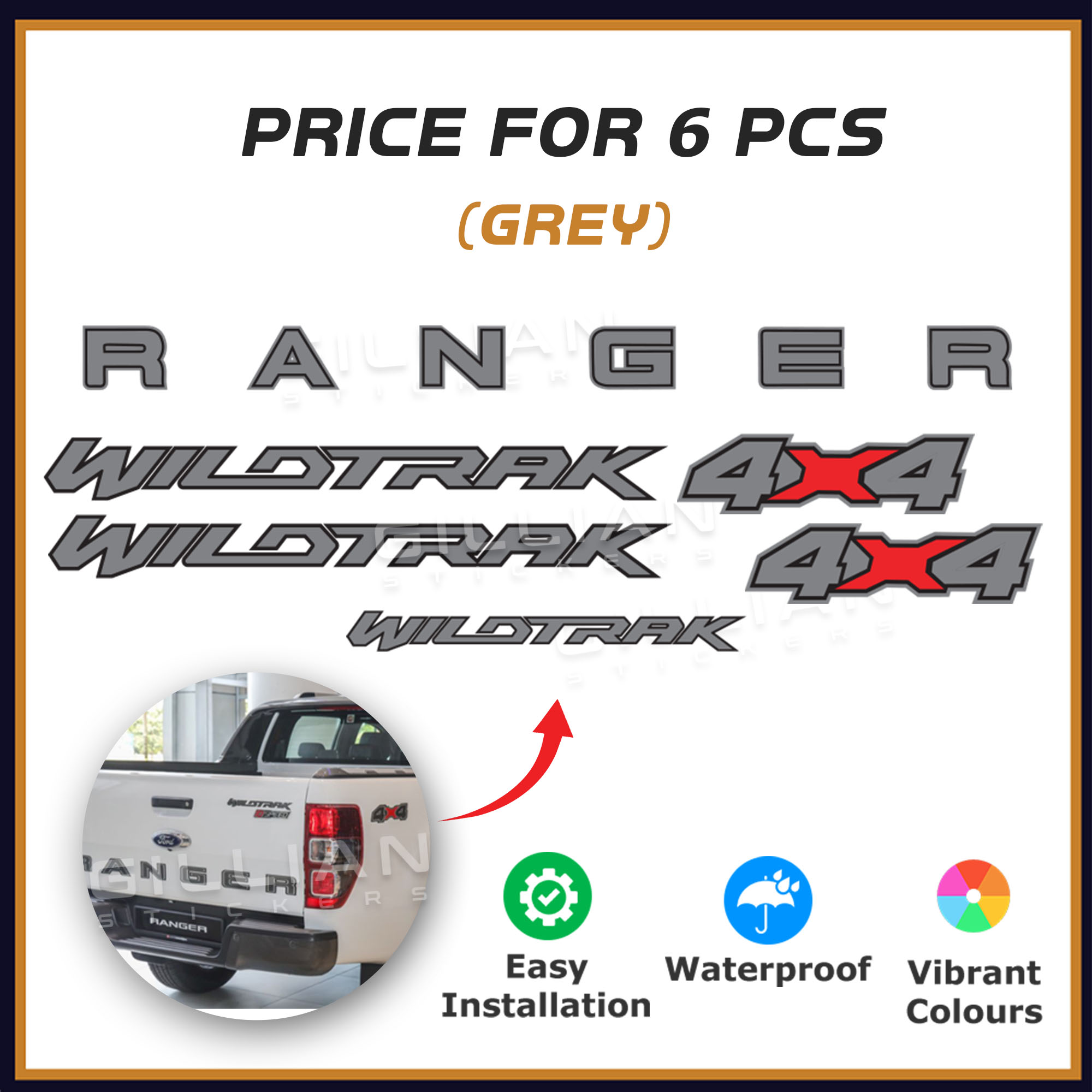 Sticker Car Body Ford Ranger Raptor Design 3 Decal Set Pelekat Wildtrak ...