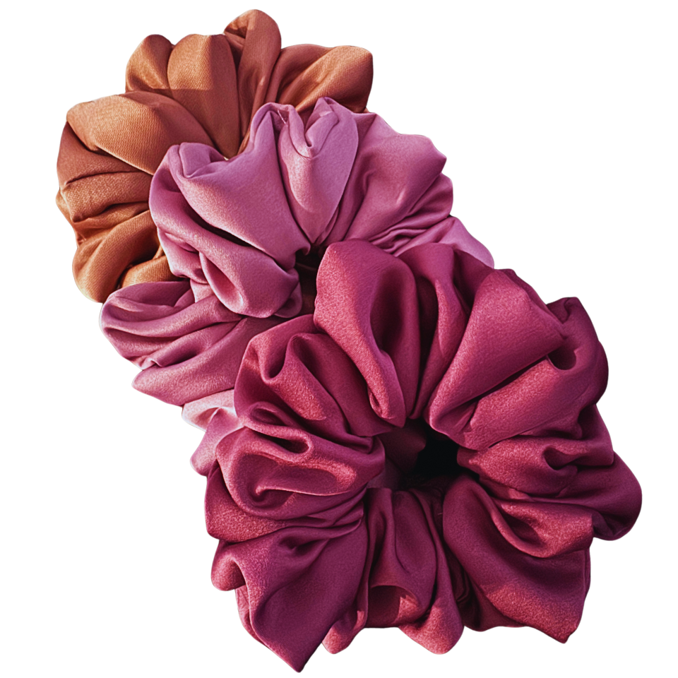 🎀TrioGleam Valentino Satin Scrunchies Set (3 pcs) Mix color Size M ...