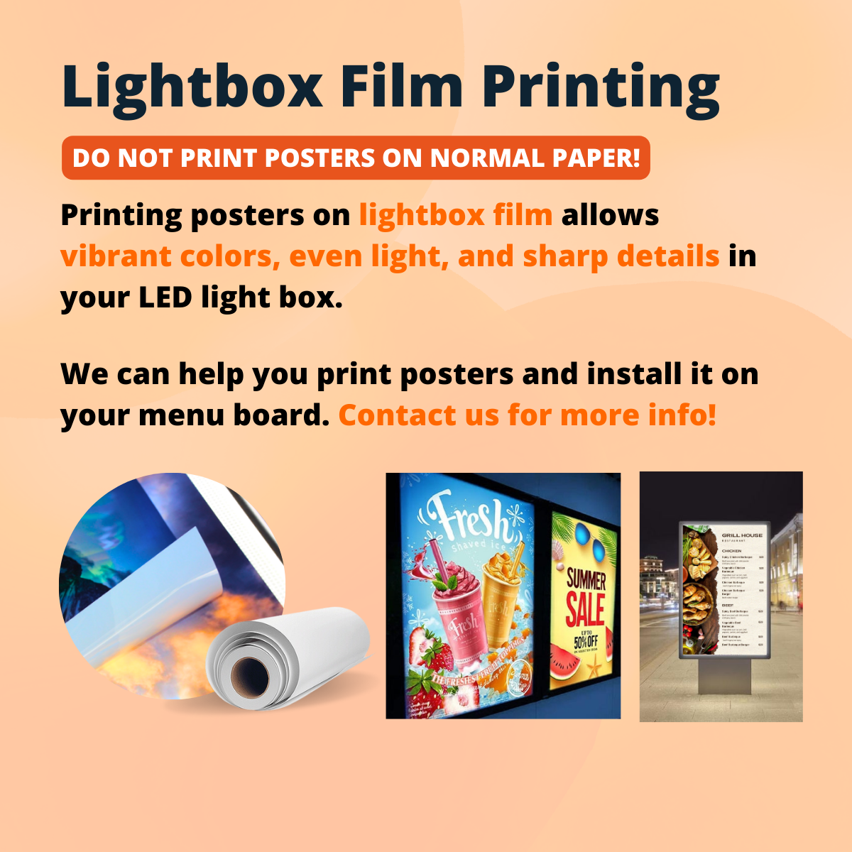 LED Menu Board Display | LED Light Menu Adjustable Pole Lightbox ...