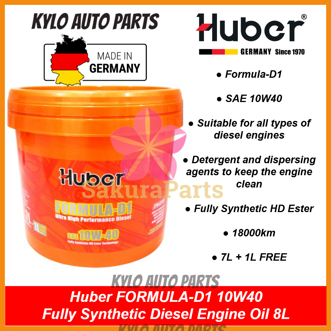 Huber 10w40 Formula D1 Ultra High Performance Diesel Fully Synthetic ...