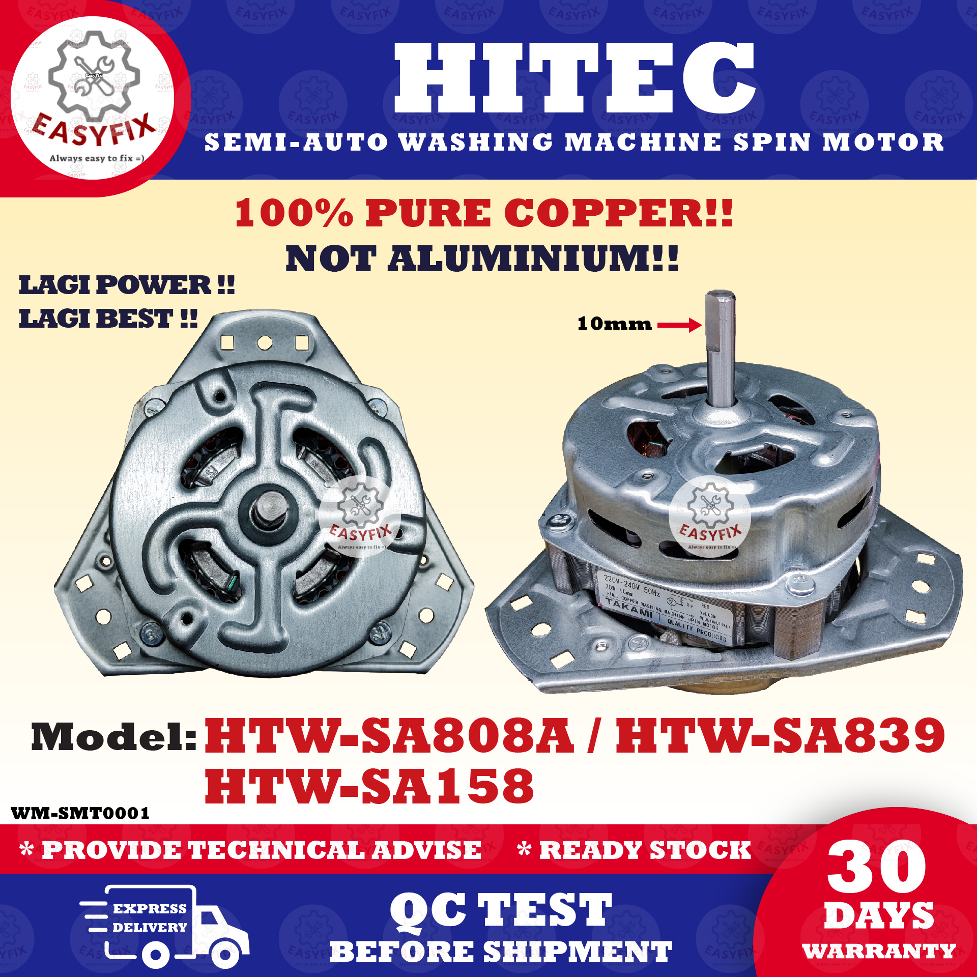 HTW-SA808A / HTW-SA839 / HTW-SA158 HITEC SEMI-AUTO WASHING MACHINE SPIN ...