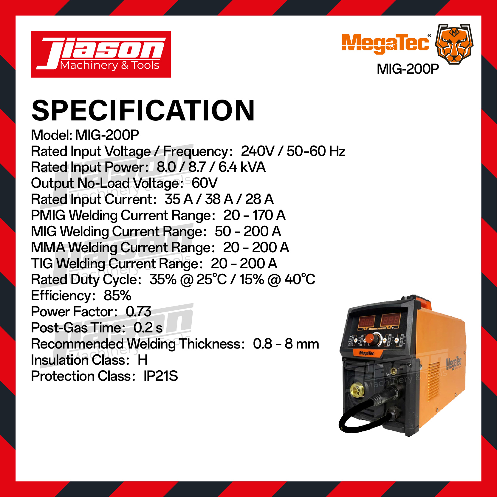 [WITHOUT GAS] MEGATEC MIG-200P / MIG200P MIG Welding Machine 50-200A ...