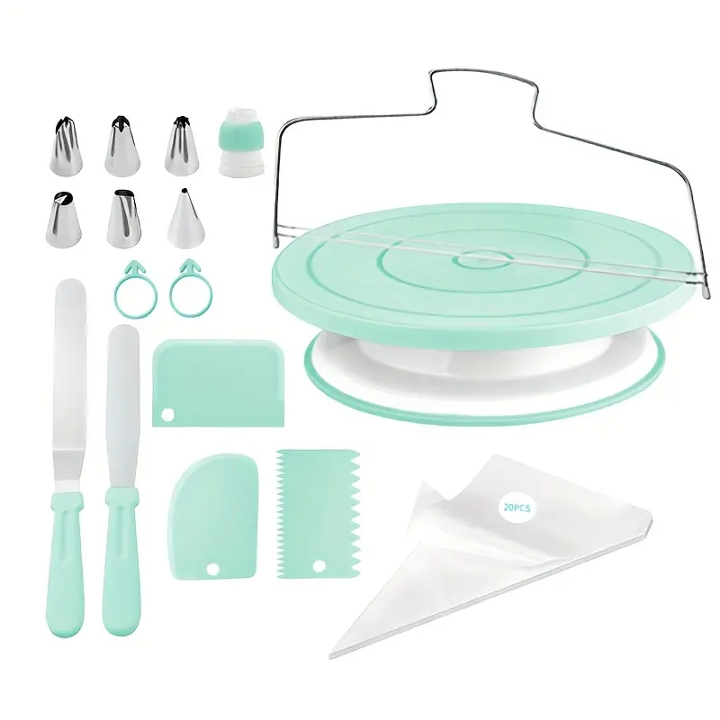 36-Piece Cake Decorating Set - Turntable,Piping Nozzle, Scrapers & More ...