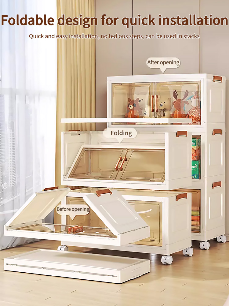 Portable Transparent Storage Box Foldable Storage Cabinet Multipurpose ...