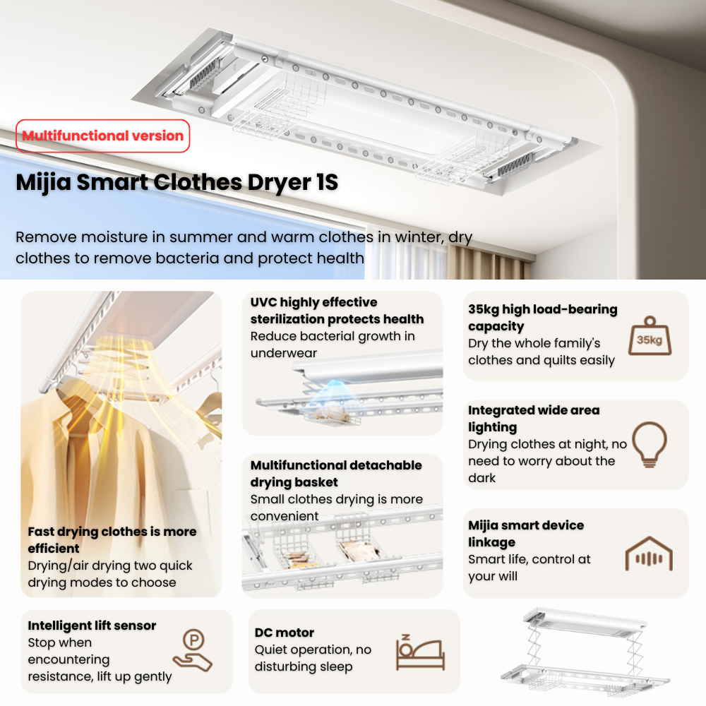 Xiaomi Mijia Smart Clothes Dryer 1S Multi Function Hot Air Drying Rack ...