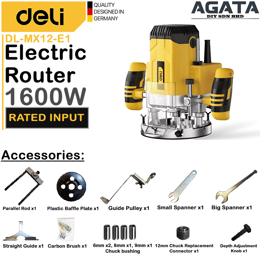 Deli Electric Router 1600W 12mm(1/2