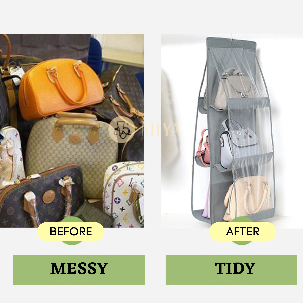 6 Pocket Handbag Storage Organizer Hanging Dustproof Space Saving ...