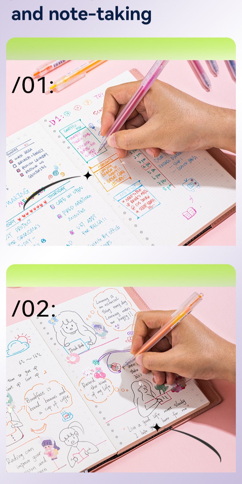 Deli Delight Gel Pen Multiple Colour Pens 0.5mm Smooth Writing Bright ...