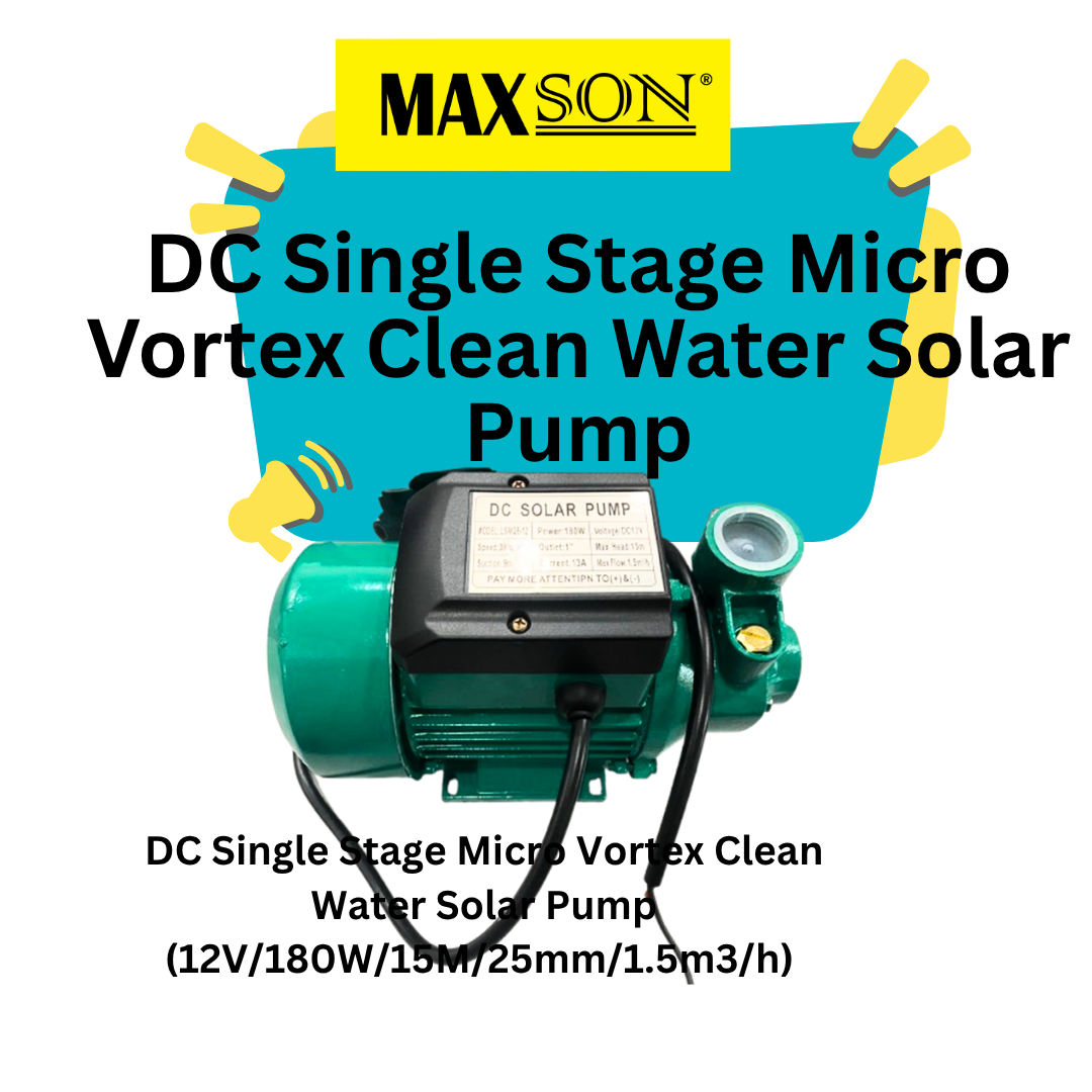 MAXSON PACKAGE DC Single Stage Micro Vortex Clean Water Solar Pump (12V ...