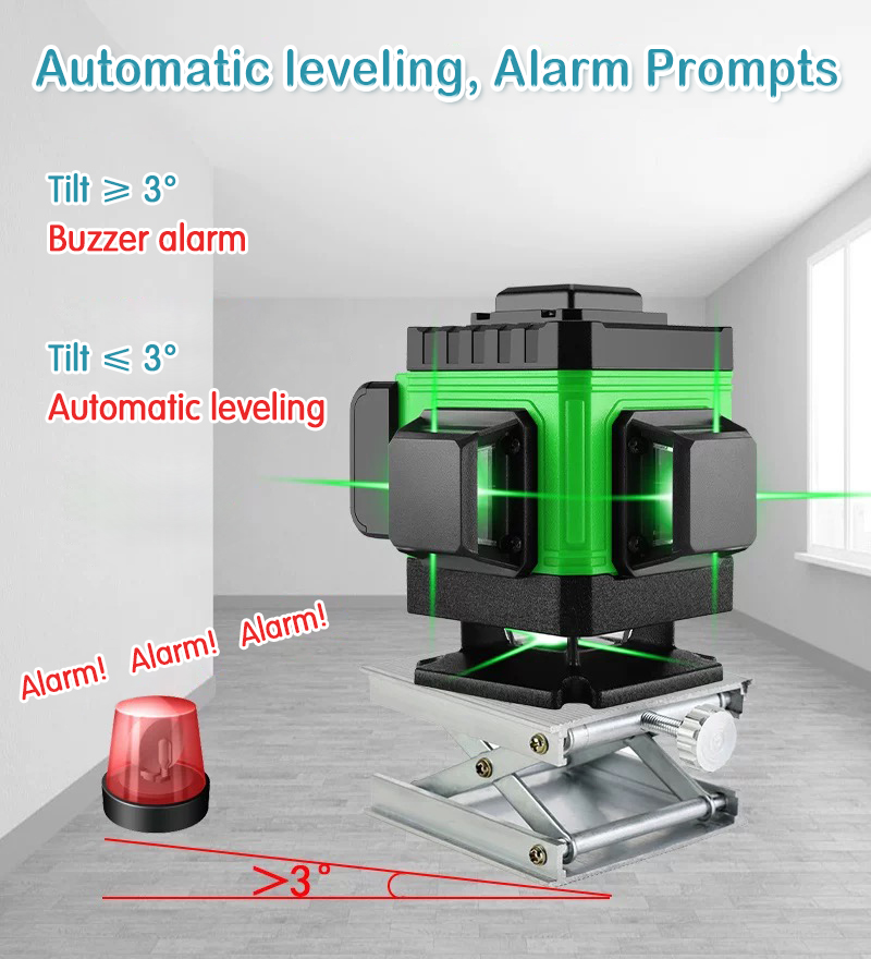 4D 12/16 Line Laser Level Green Making Lazer 360° Adjustable Auto ...