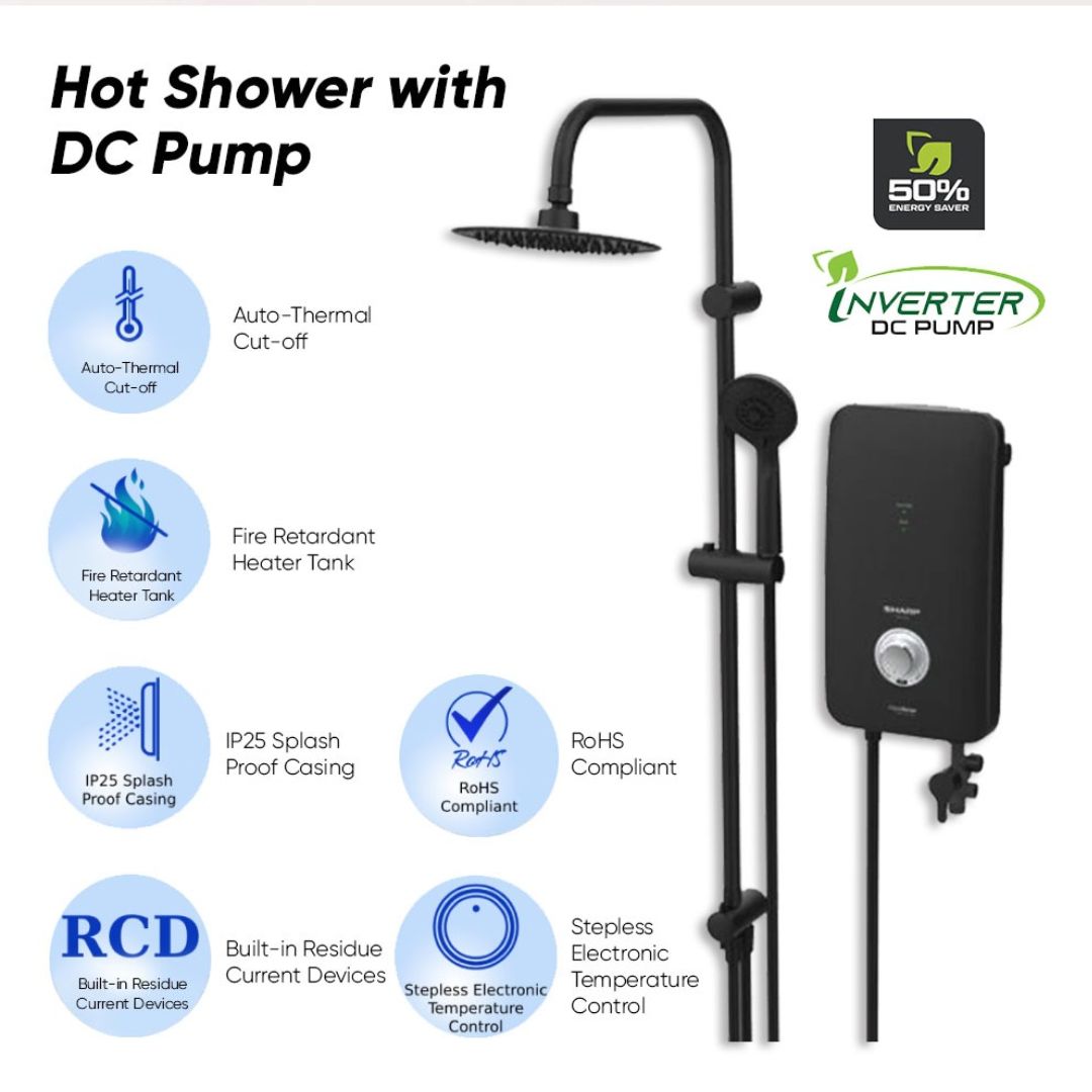 Sharp Pemanas Air - Water Heater Rain Shower With DC Inventer Pump ...