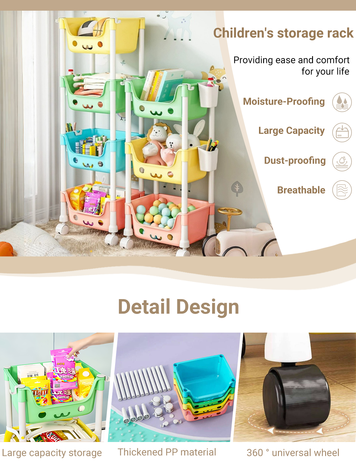 Children's Toy Storage Rack Household Multi-layer Bookshelf Movable ...