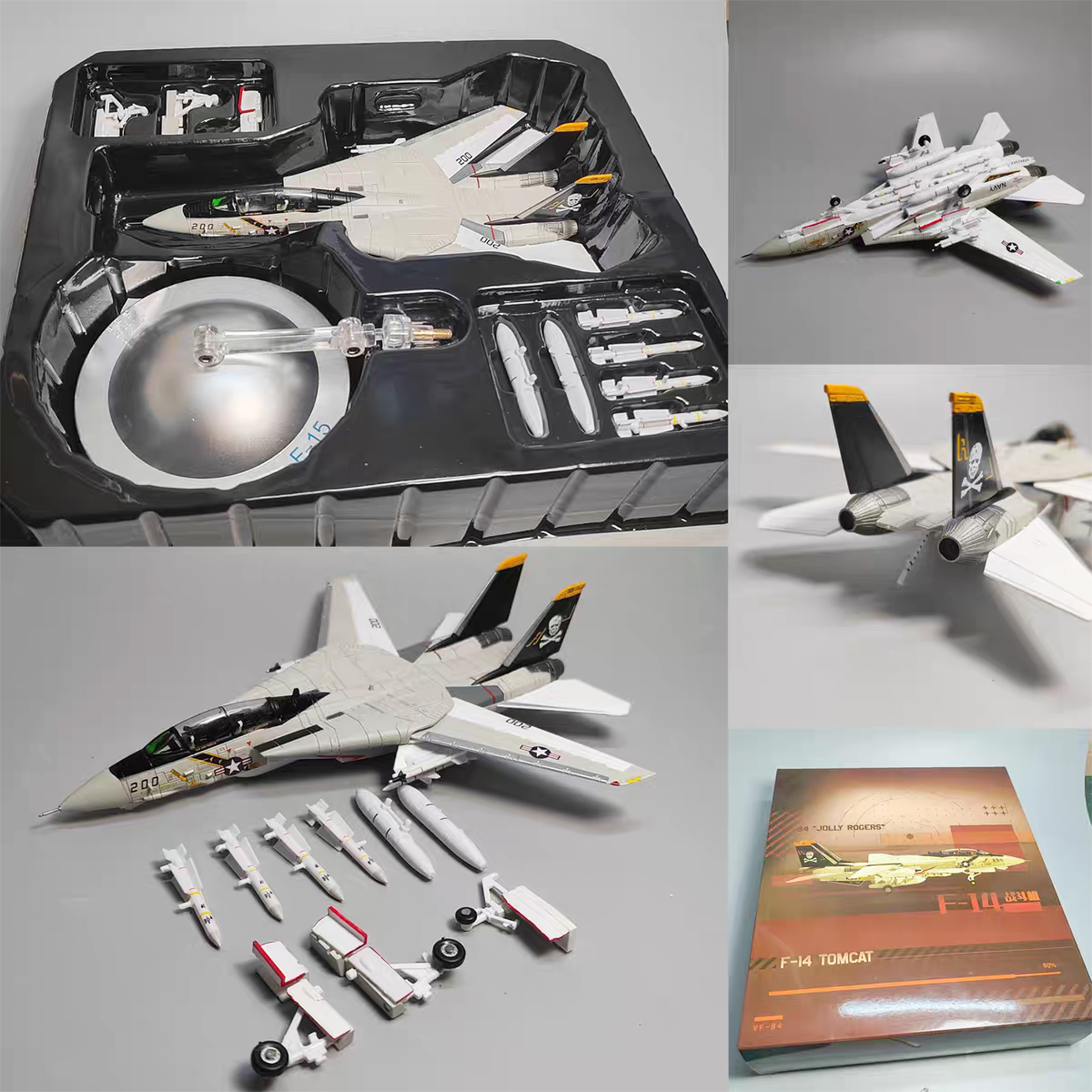 Diecast 1:100 F-14 Tomcat Jolly Rogers Display Model Fighter Jet Plane ...