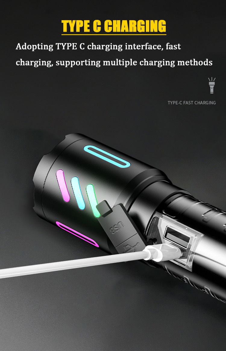 Zooming Flashlights multifunctional laser bead long-range built-in ...