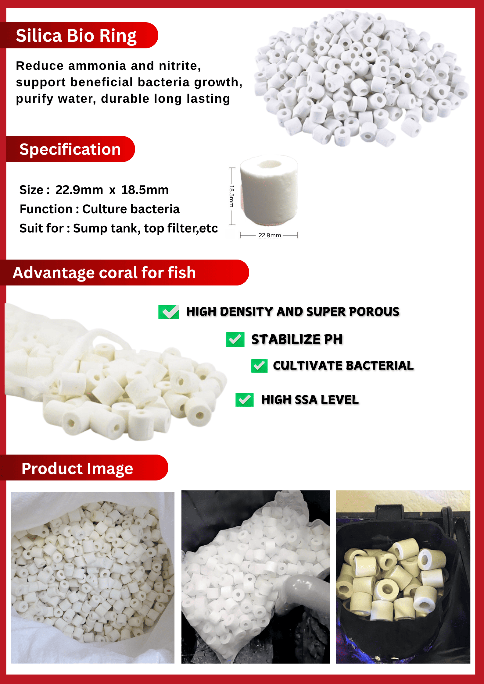 ITOSHI 3KG Aquarium Bio Filter Ceramic Bio Ring Bacteria Home Remove ...