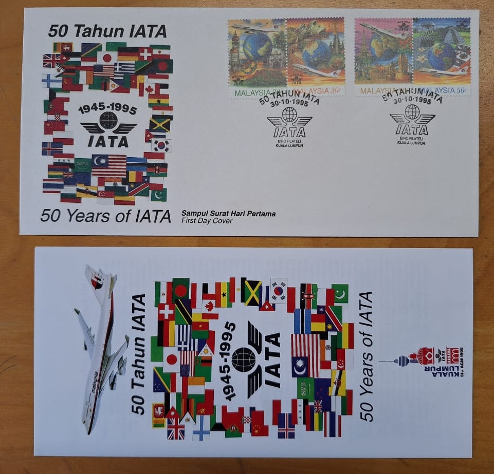 Postage Stamp Setem FDC 1995 50 Tahun IATA 50 Years of IATA - Kuning ...