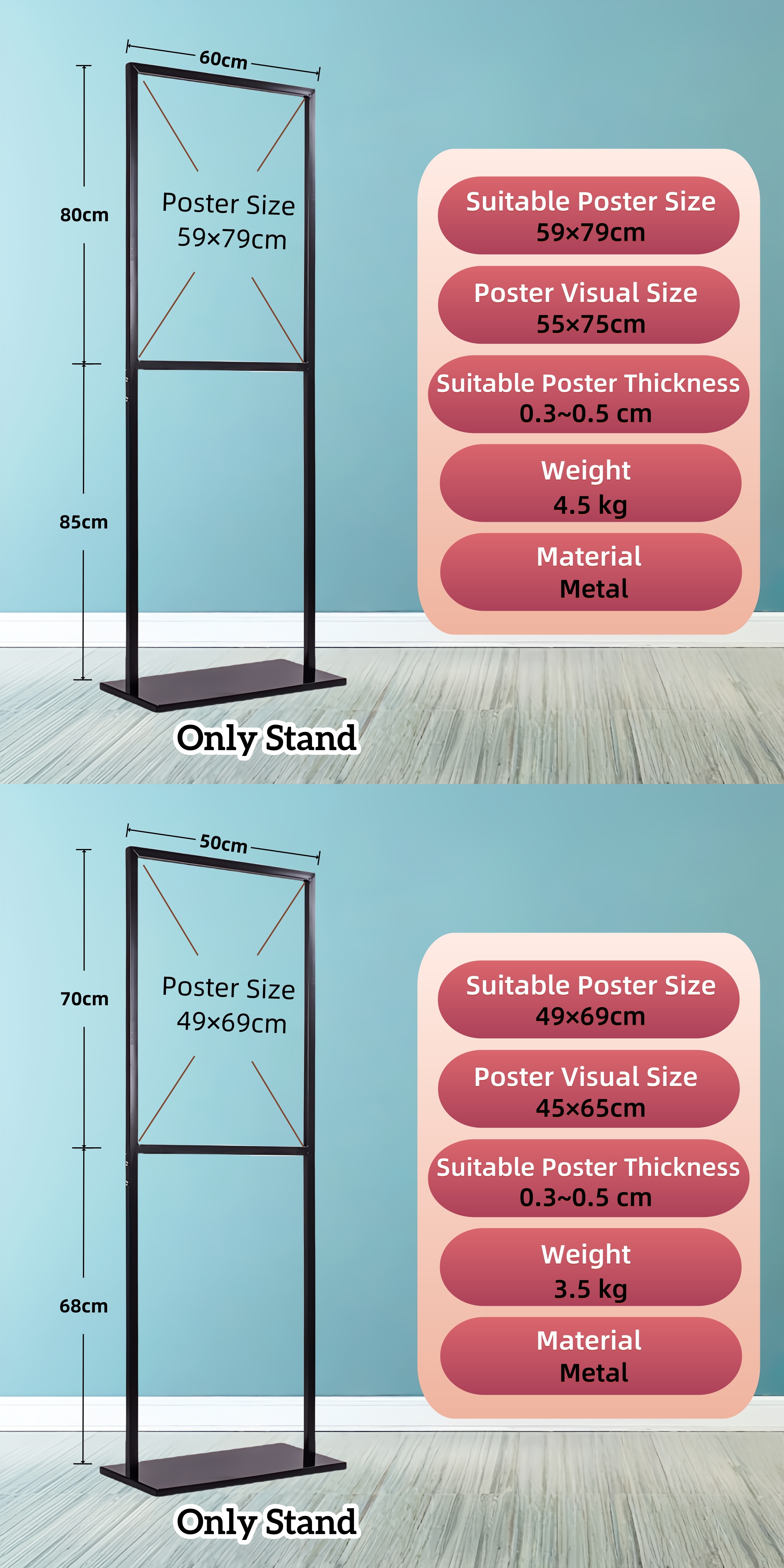 Poster Display Stand Heavy Duty KT Foamboard Sign Stand Easel Banner ...