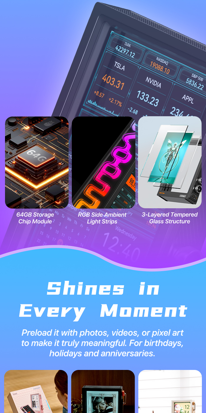 DIVOOM TIMES FRAME Unique Transparent HD Display Smart Frame - PINK ...
