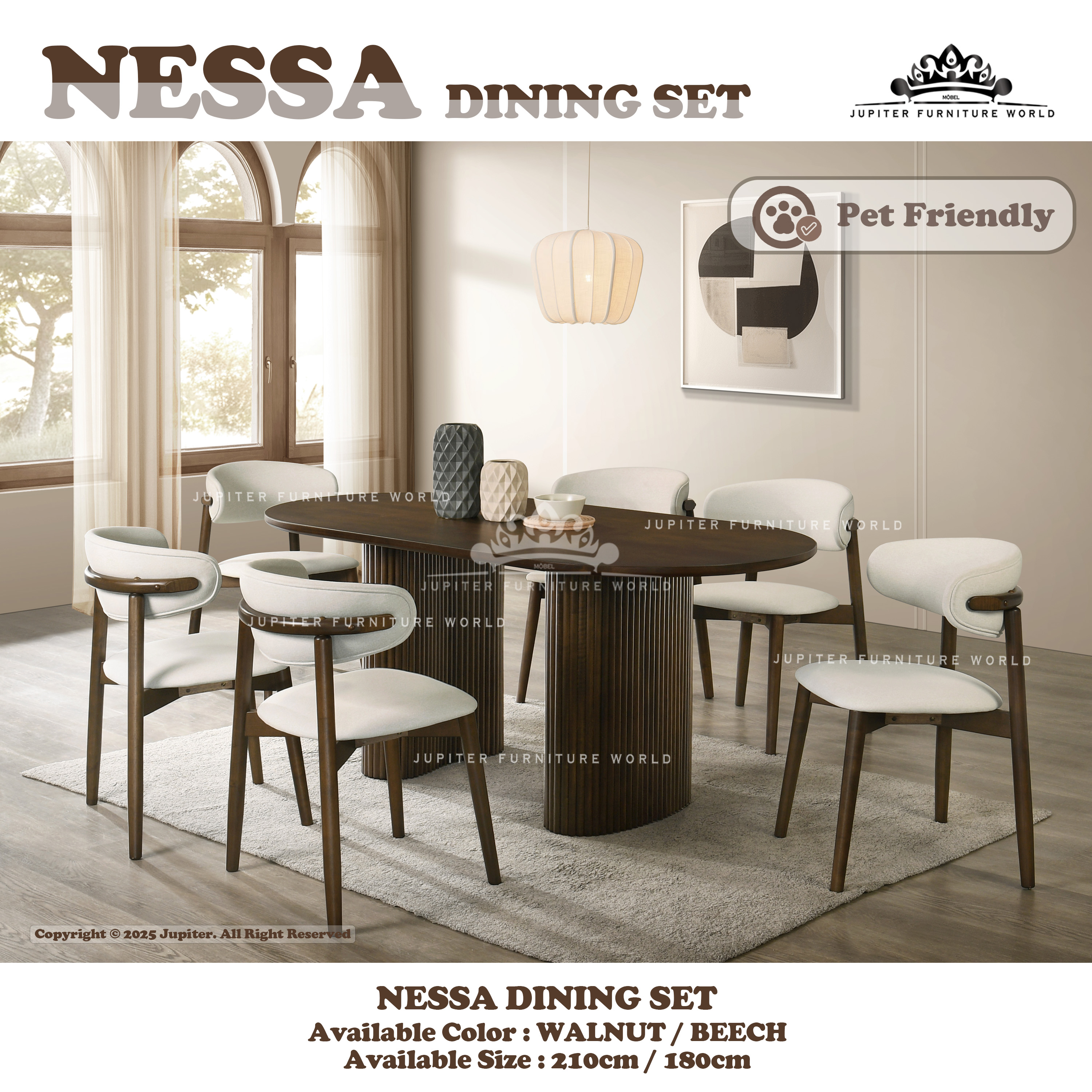 FREE SHIPPING [JFW NESSA DINING SET] SOLID WOOD SET MEJA MAKAN 4 KERUSI ...