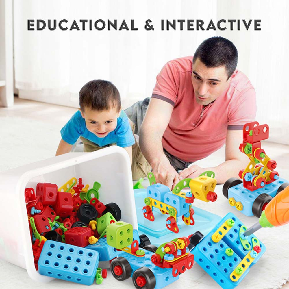 288Pcs Building Blocks Children Electric Drill Toy Set Screw Puzzle ...