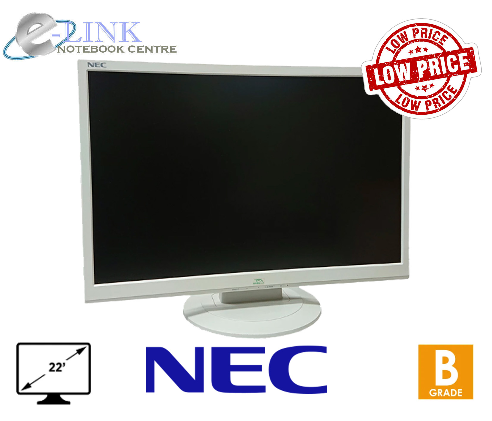 ( 22 INCH LCD GRADE B ) 22 INCH LCD MONITOR NEC WHITE | Shopee Malaysia
