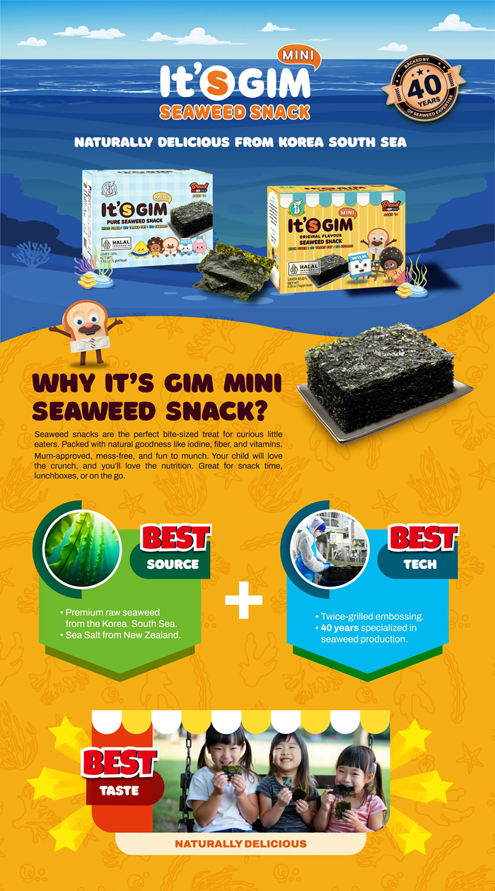 It’s Gim Mini Original Pure Seaweed Snack | Seaweek Flask | Halal Baby ...