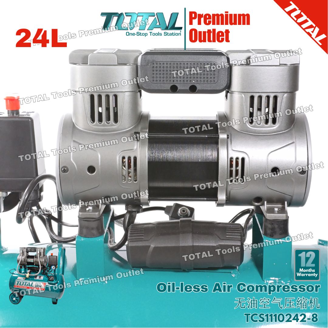 TOTAL Tools 24L Oil-free pump Air compressor 1100W(1.5HP) Compact ...