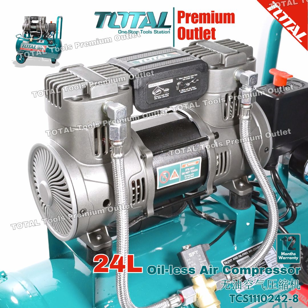 TOTAL Tools 24L Oil-free pump Air compressor 1100W(1.5HP) Compact ...
