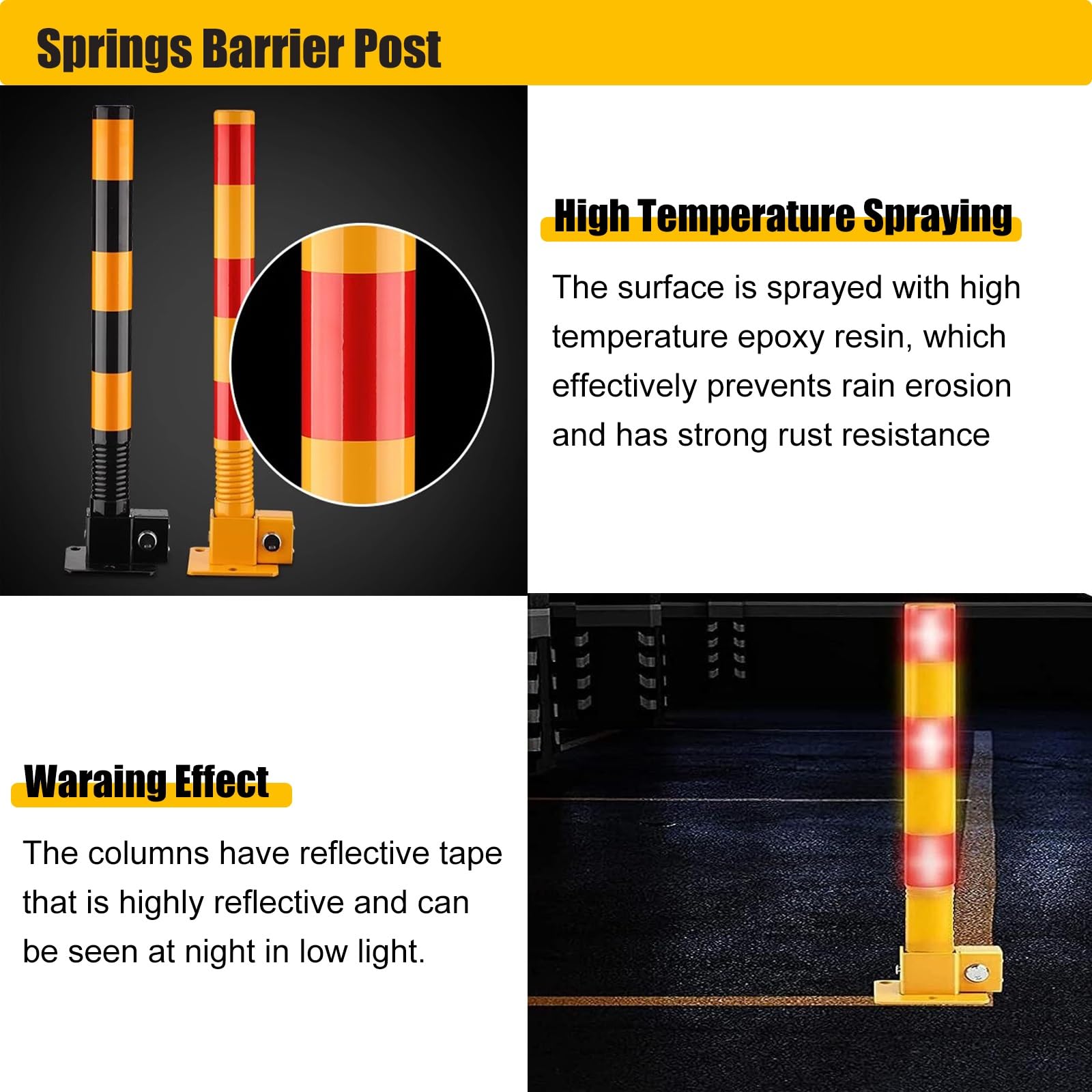 Safety Parking Barrier Post Traffic Parking Blocker Driveway Blocker ...