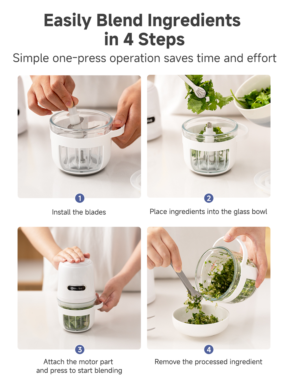 Simplus Baby Food Processor丨0.4L Mini丨304 Stainless Steel丨Food-Grade ...