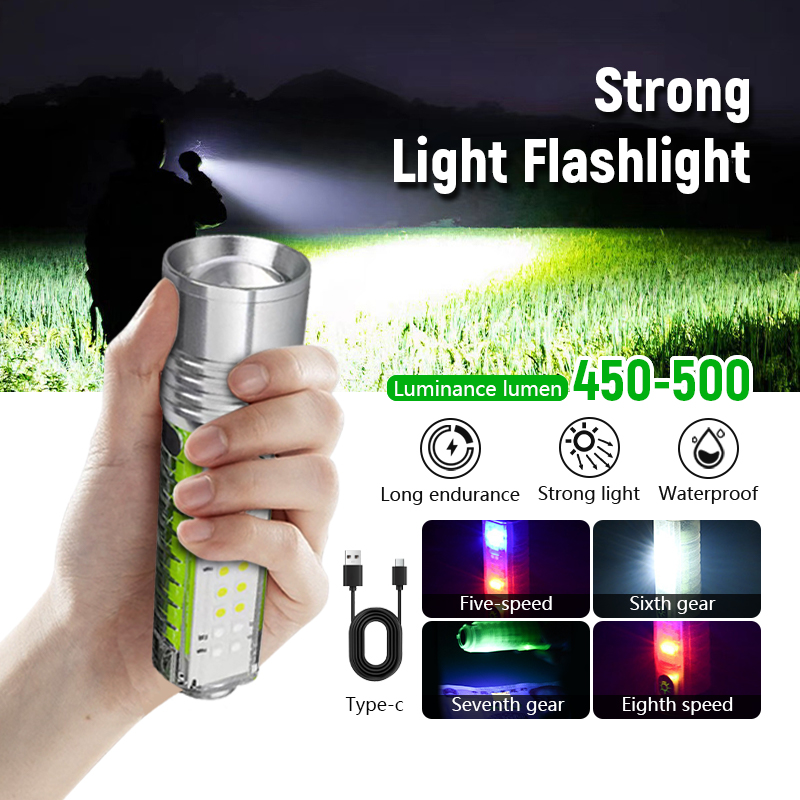 Zooming Flashlight 520A LED 8 gear Flashlight Super Bright White/Red ...