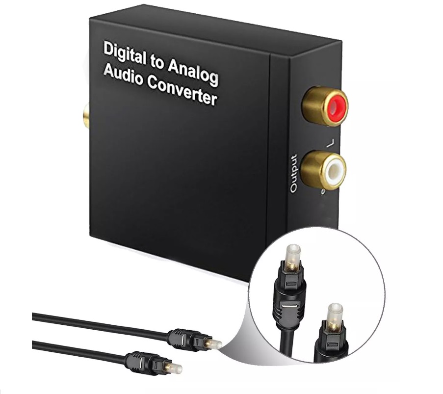 DAC Digital to Audio Converter 3.5mm To RCA Decoder Optical SPDIF ...
