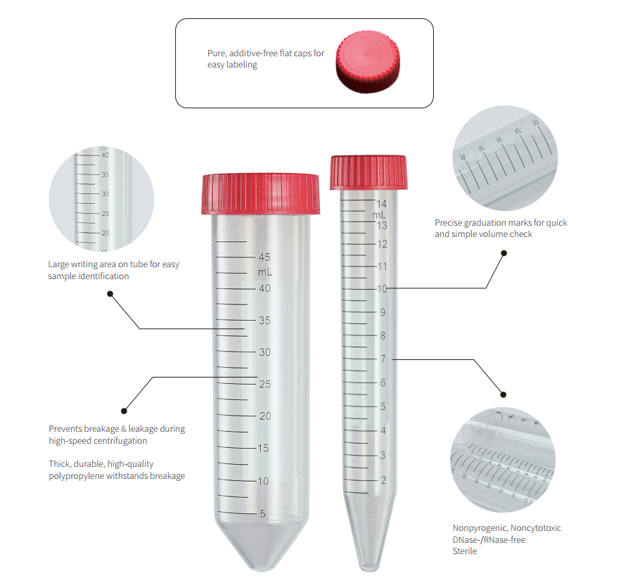 LABSELECT 15mL Centrifuge tubes, bulk packed, sterile, conical bottom ...