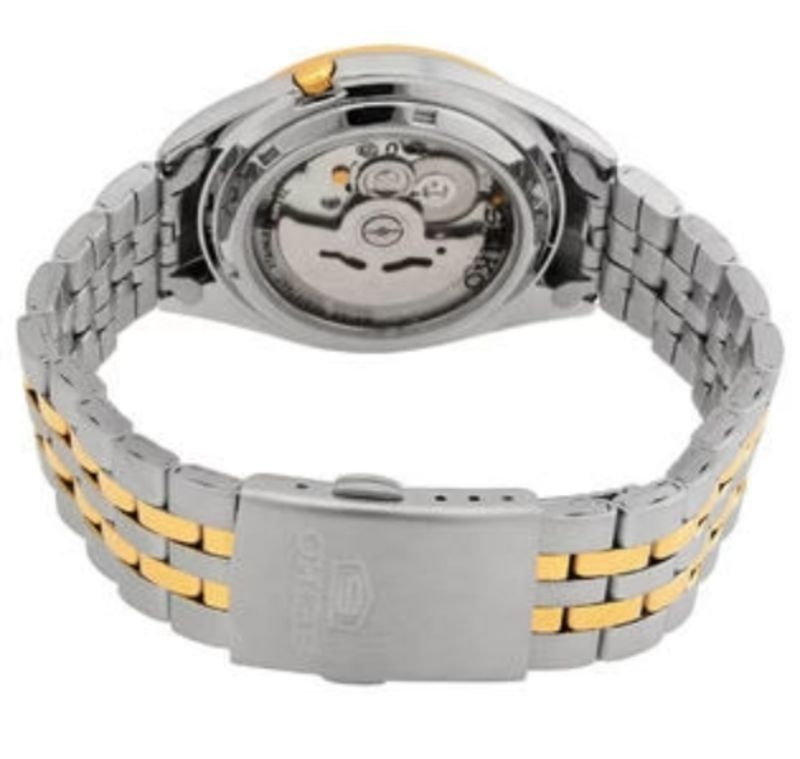 100%ORIGINAL SEIKO 5 Automatic See-thru Back Silver Dial Two Tone ...