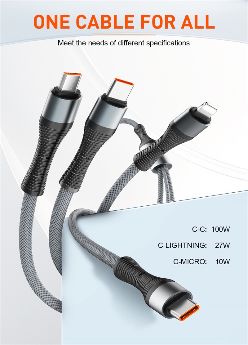 LDNIO 3 In 1 Fast Charging Multi Data Cable (100W) LC-94c | Shopee Malaysia