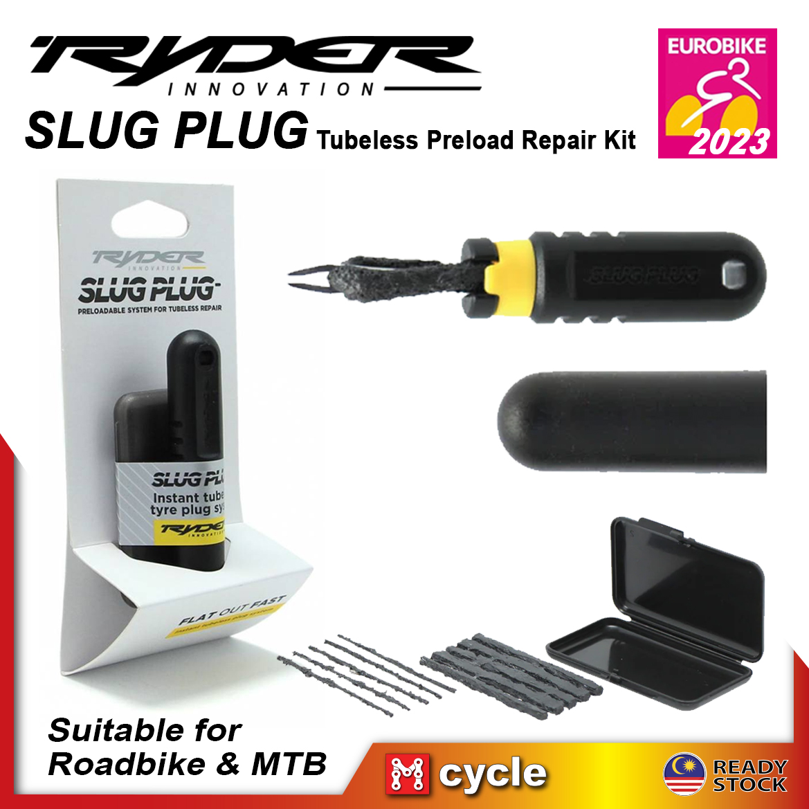 RYDER Slug Plug Bicycle Road Bike MTB Tubeless Tire Repair Puncture ...