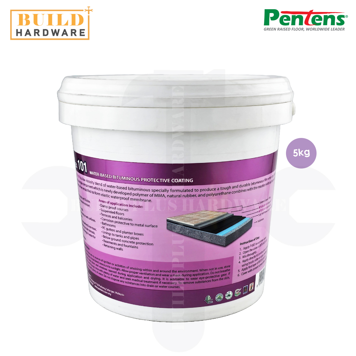 PENTENS 5kg BITUFLEX 101 Water-Based Bituminous Protective Coating ...