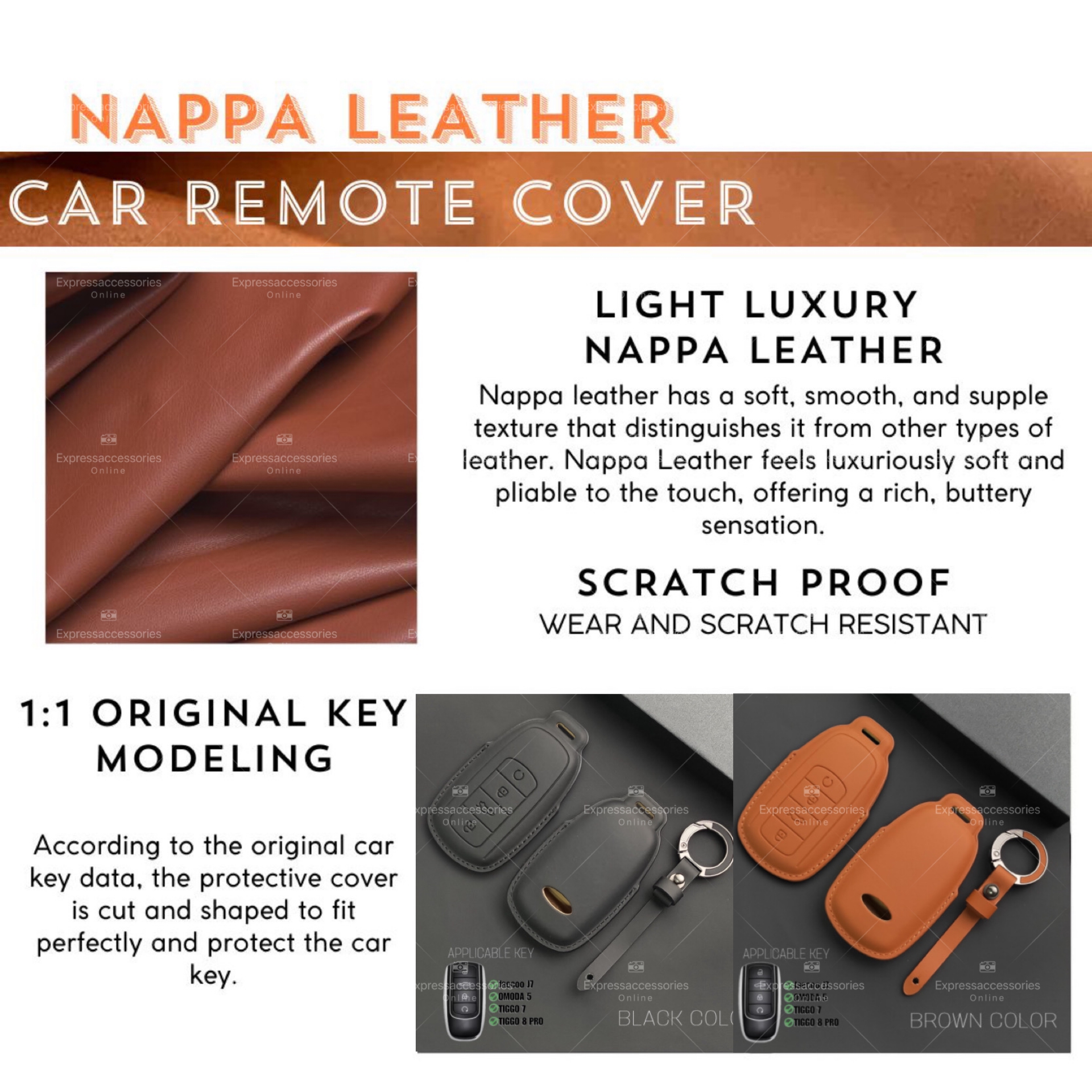 (NAPPA LEATHER) JAECOO J7 OMODA 5 TIGGO 7 TIGGO 8 PRO Car Remote Key ...