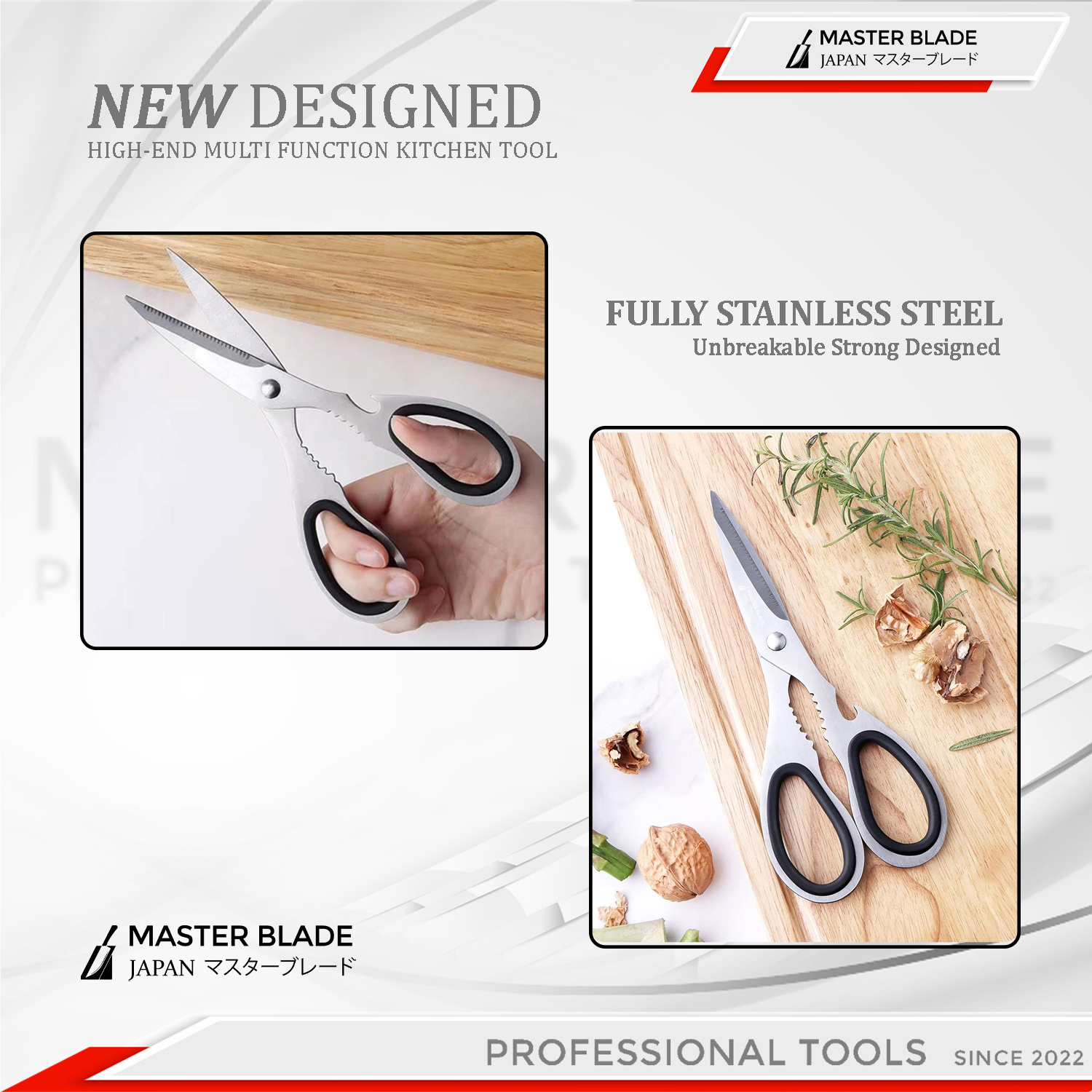 MASTER BLADE Kitchen Scissors Gunting Dapur Heavy Duty Stainless Steel ...