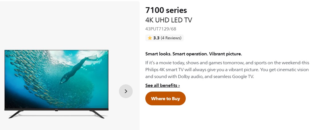 Philips 43" 4K UHD Android Smart LED TV 43PUT7129/68 7100 series ...