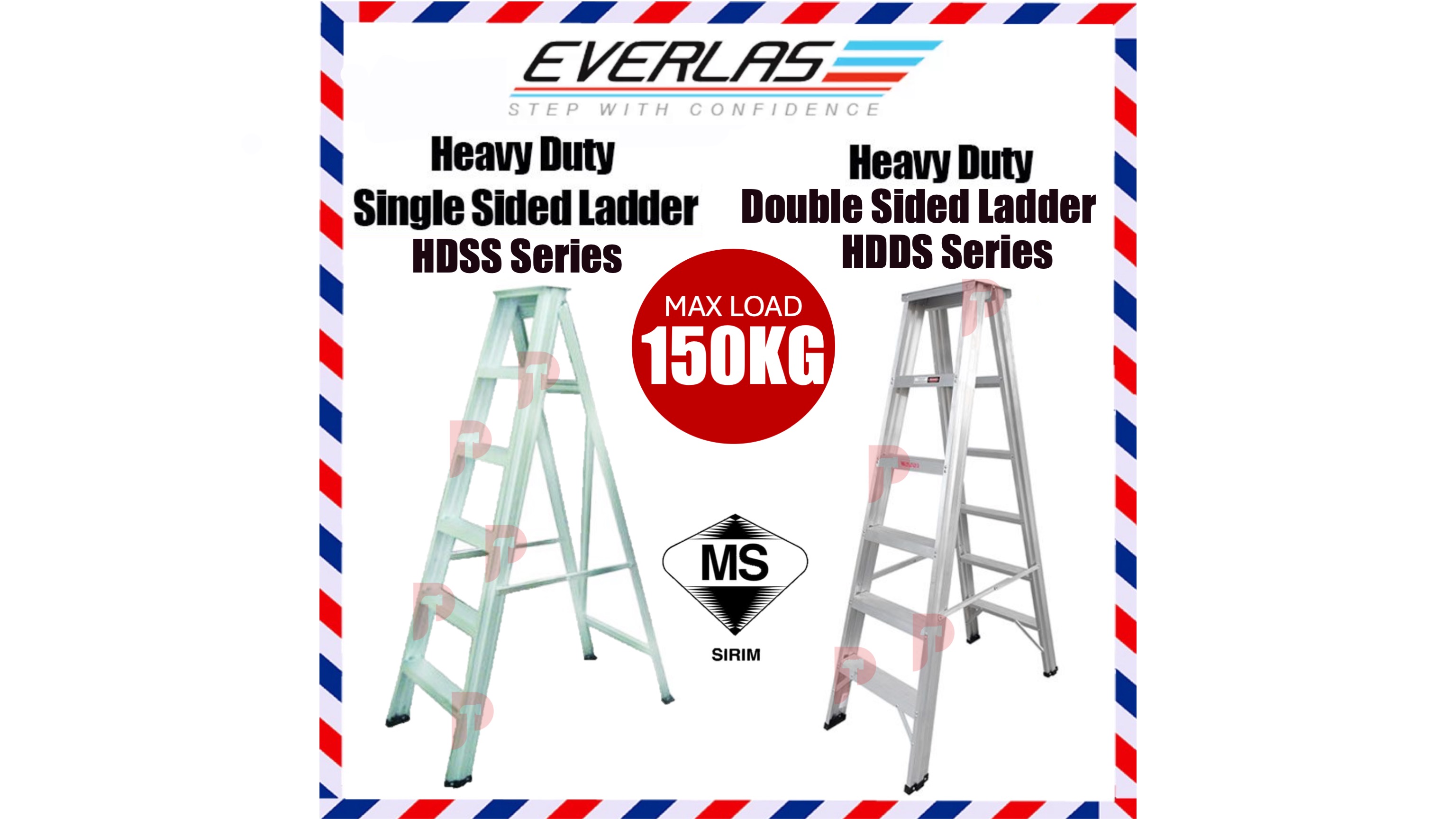 EVERLAS Heavy Duty Single / Double Sided Aluminium Ladder 🔥 Ready ...